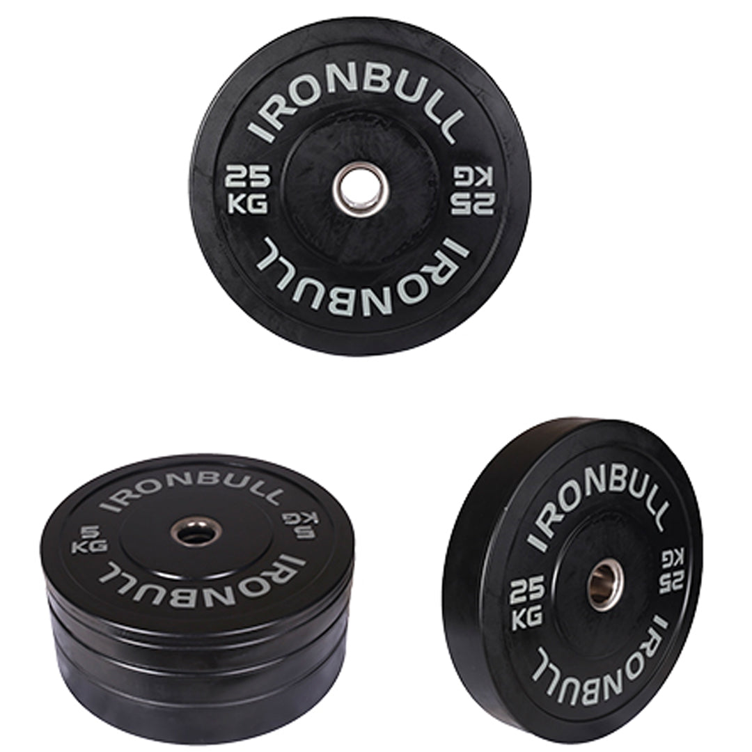 IronBull Fitness IR5200 Black Rubber Bumper Plates Set (25 lbs)